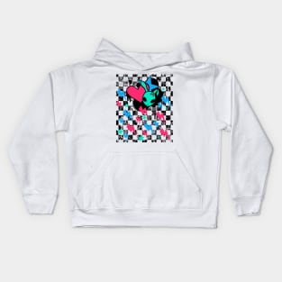 Rock Bunny Checkerboard (Dark Version) Kids Hoodie